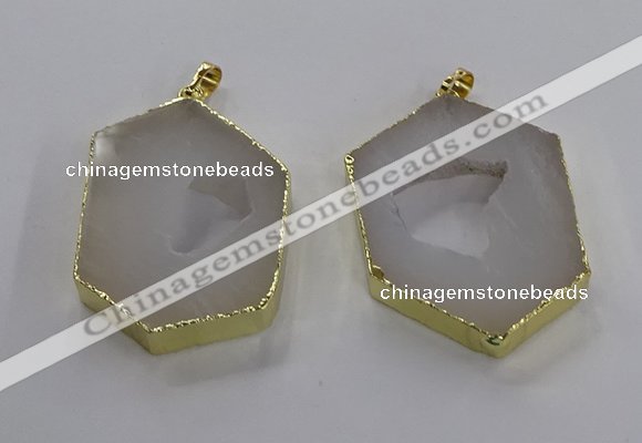 NGP3493 25*40mm - 30*45mm hexagon druzy agate pendants