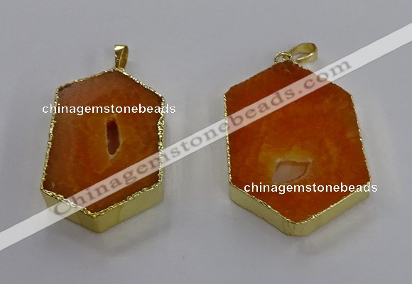 NGP3494 25*40mm - 30*45mm hexagon druzy agate pendants