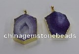 NGP3495 25*40mm - 30*45mm hexagon druzy agate pendants