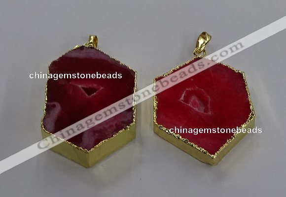 NGP3496 25*40mm - 30*45mm hexagon druzy agate pendants