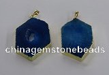 NGP3497 25*40mm - 30*45mm hexagon druzy agate pendants