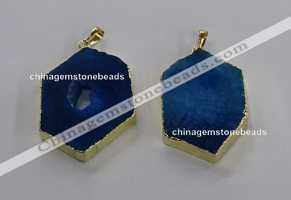 NGP3497 25*40mm - 30*45mm hexagon druzy agate pendants