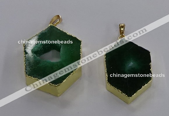 NGP3498 25*40mm - 30*45mm hexagon druzy agate pendants