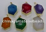 NGP3501 25*40mm - 30*45mm hexagon druzy agate pendants