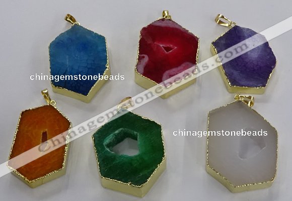 NGP3501 25*40mm - 30*45mm hexagon druzy agate pendants