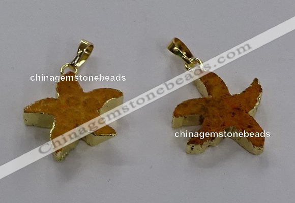 NGP3510 24*25mm starfish fossil coral pendants wholesale