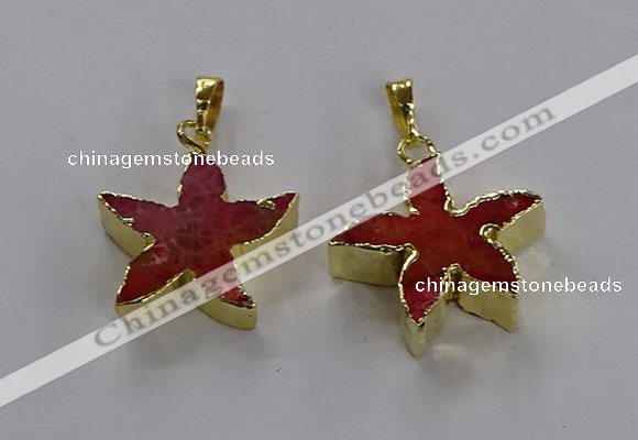 NGP3512 24*25mm starfish fossil coral pendants wholesale