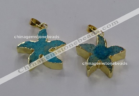 NGP3513 24*25mm starfish fossil coral pendants wholesale