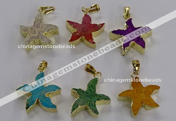 NGP3517 24*25mm starfish fossil coral pendants wholesale