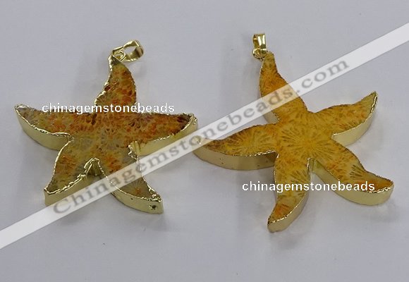 NGP3521 48*50mm starfish fossil coral pendants wholesale