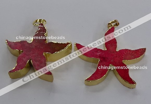 NGP3523 48*50mm starfish fossil coral pendants wholesale