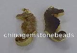 NGP3530 22*58mm - 25*55mm seahorse agate gemstone pendants