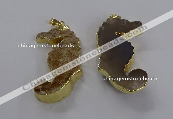 NGP3530 22*58mm - 25*55mm seahorse agate gemstone pendants