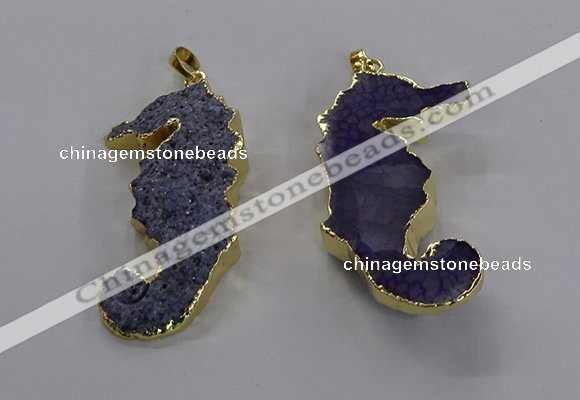 NGP3532 22*58mm - 25*55mm seahorse agate gemstone pendants