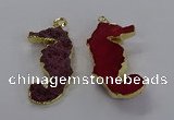 NGP3533 22*58mm - 25*55mm seahorse agate gemstone pendants