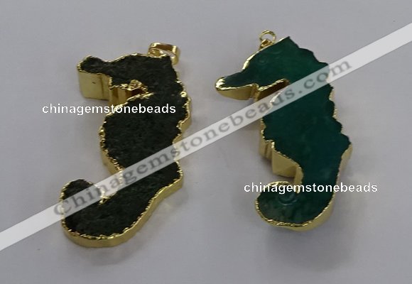NGP3535 22*58mm - 25*55mm seahorse agate gemstone pendants
