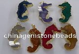 NGP3538 22*58mm - 25*55mm seahorse agate gemstone pendants