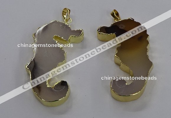 NGP3540 22*58mm - 25*55mm seahorse agate pendants wholesale