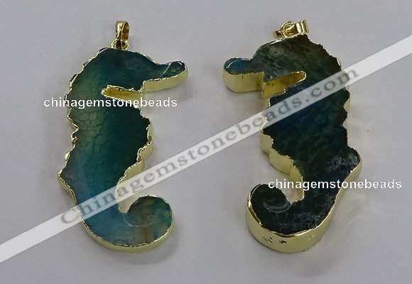 NGP3544 22*58mm - 25*55mm seahorse agate pendants wholesale