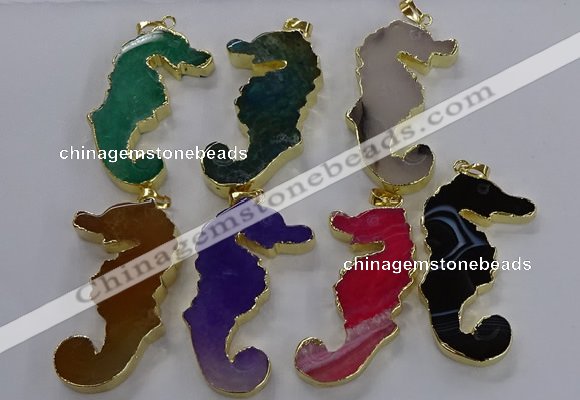 NGP3548 22*58mm - 25*55mm seahorse agate pendants wholesale