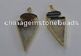 NGP3570 25*50mm - 30*55mm arrowhead druzy agate pendants