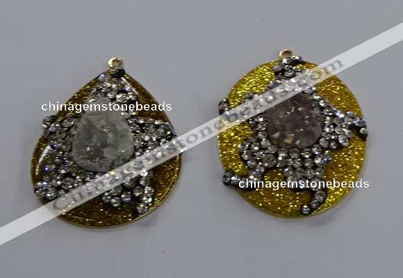 NGP3575 35*45mm freeform druzy agate pendants wholesale