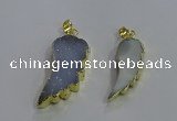 NGP3603 15*30mm - 18*40mm wing-shaped druzy agate pendants