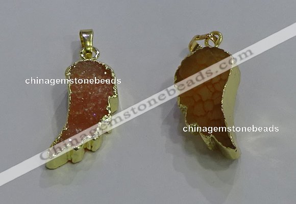 NGP3604 15*30mm - 18*40mm wing-shaped druzy agate pendants