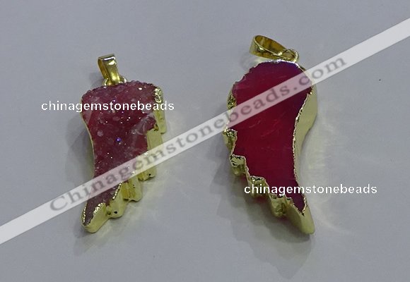 NGP3606 15*30mm - 18*40mm wing-shaped druzy agate pendants