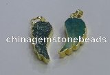 NGP3608 15*30mm - 18*40mm wing-shaped druzy agate pendants