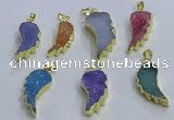 NGP3610 15*30mm - 18*40mm wing-shaped druzy agate pendants