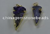 NGP3614 15*30mm - 20*40mm arrowhead druzy agate pendants