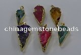 NGP3619 15*30mm - 20*40mm arrowhead druzy agate pendants