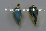 NGP3626 15*30mm - 20*40mm arrowhead druzy agate pendants