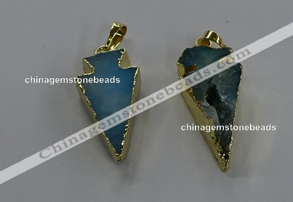 NGP3626 15*30mm - 20*40mm arrowhead druzy agate pendants