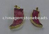 NGP3633 15*30mm - 18*45mm oxhorn druzy agate pendants