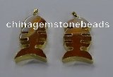 NGP3643 25*50mm - 28*55mm fishbone agate gemstone pendants