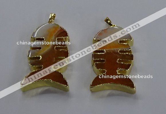 NGP3643 25*50mm - 28*55mm fishbone agate gemstone pendants