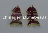 NGP3645 25*50mm - 28*55mm fishbone agate gemstone pendants