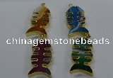 NGP3650 25*50mm - 28*55mm fishbone agate gemstone pendants