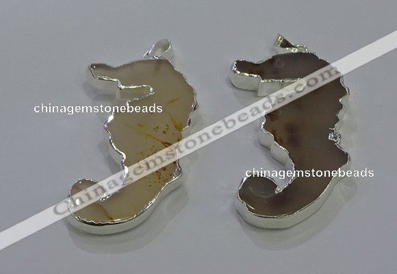 NGP3653 22*58mm - 25*55mm seahorse agate gemstone pendants