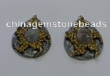 NGP3670 35*45mm flat teardrop druzy agate pendants wholesale