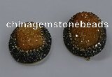 NGP3678 35*45mm oval plated druzy agate gemstone pendants