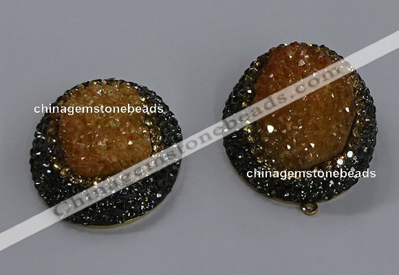 NGP3678 35*45mm oval plated druzy agate gemstone pendants