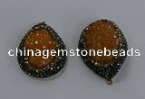 NGP3679 35*45mm teardrop plated druzy agate gemstone pendants