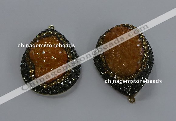 NGP3679 35*45mm teardrop plated druzy agate gemstone pendants