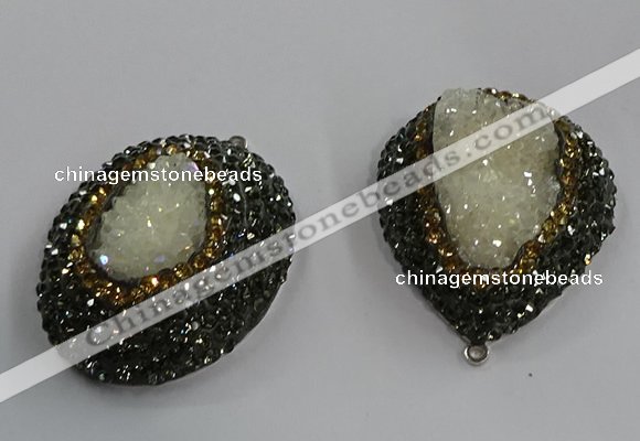 NGP3684 35*45mm freeform plated druzy agate pendants wholesale