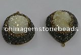 NGP3687 35*45mm teardrop plated druzy agate gemstone pendants