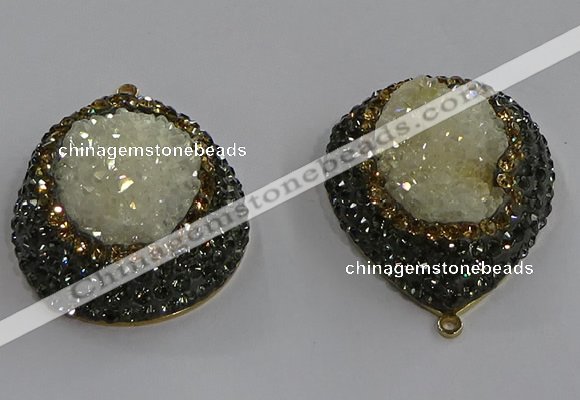 NGP3687 35*45mm teardrop plated druzy agate gemstone pendants