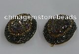 NGP3690 35*45mm oval plated druzy agate gemstone pendants